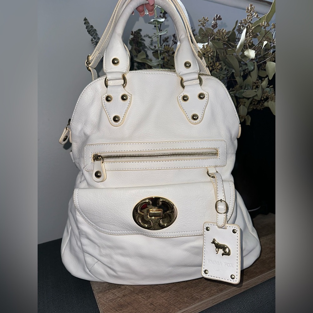 Emma Fox leather all white and gold handbag. NWOT